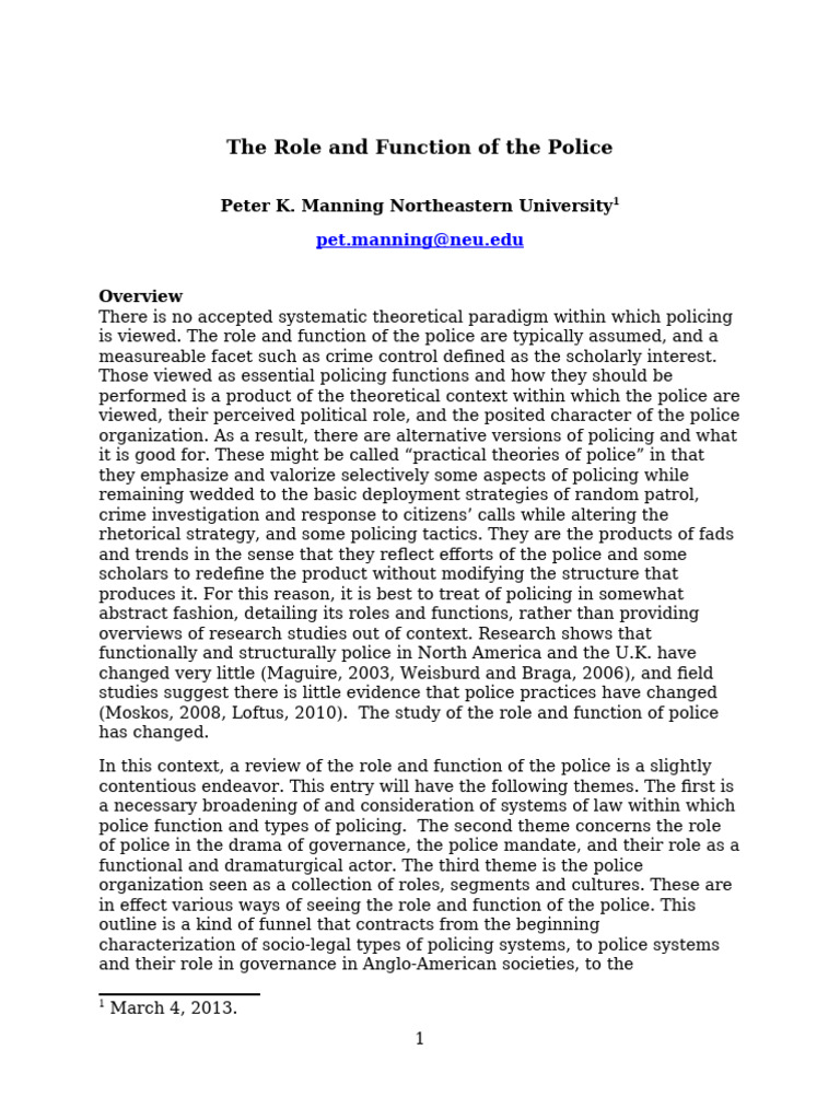 Understanding Police Roles and Functions | PDF | Police | Institution