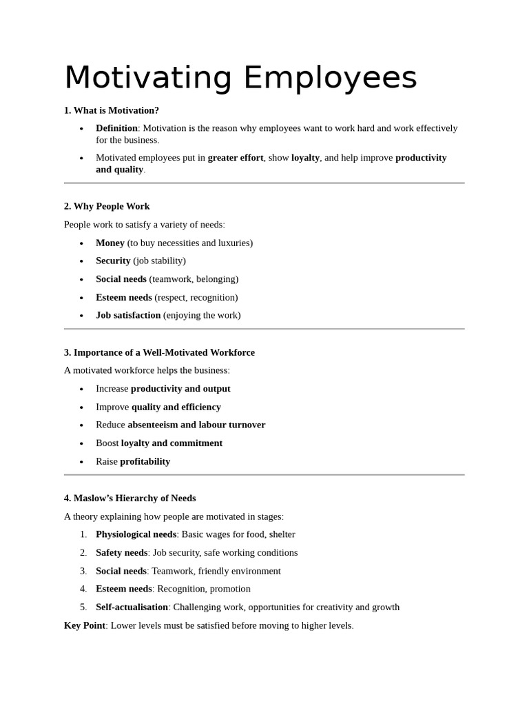 Motivating Employees Brief | PDF | Motivation | Motivational