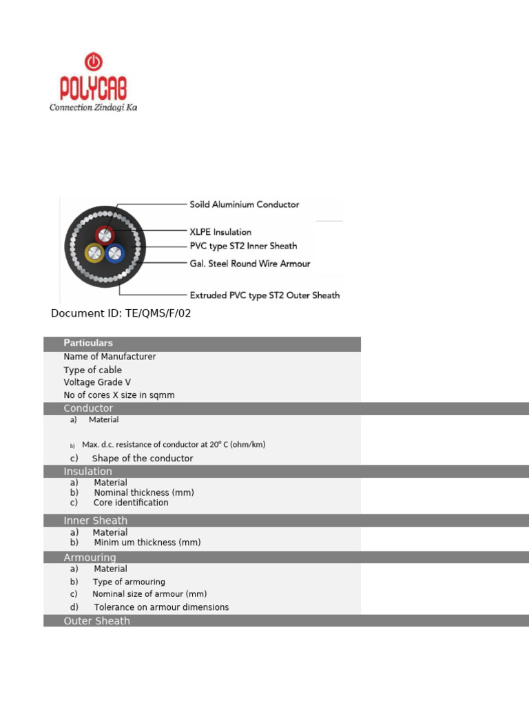 Cable Excel | PDF | Electrical Conductor | Electrical Impedance