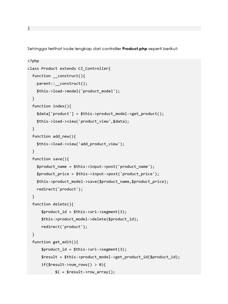 CodeIgniter Product Controller Example | PDF