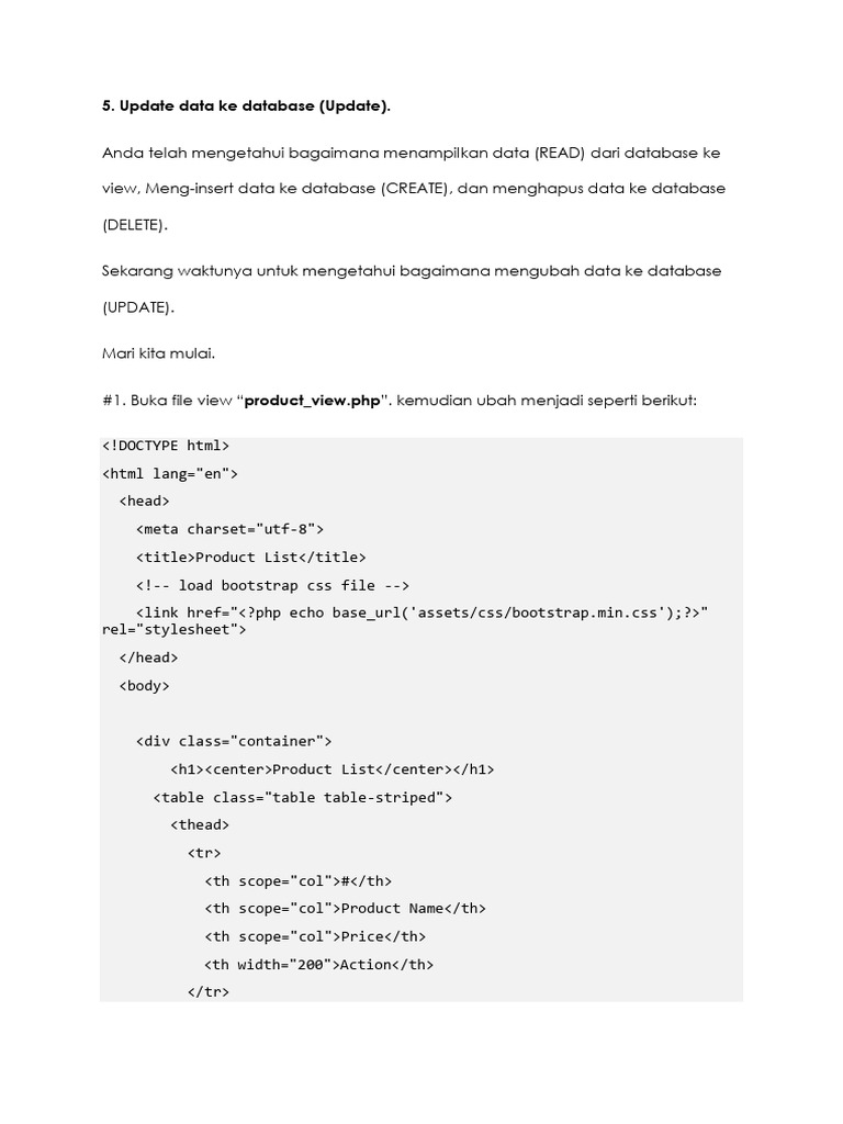 Cara Update Data di Database PHP | PDF