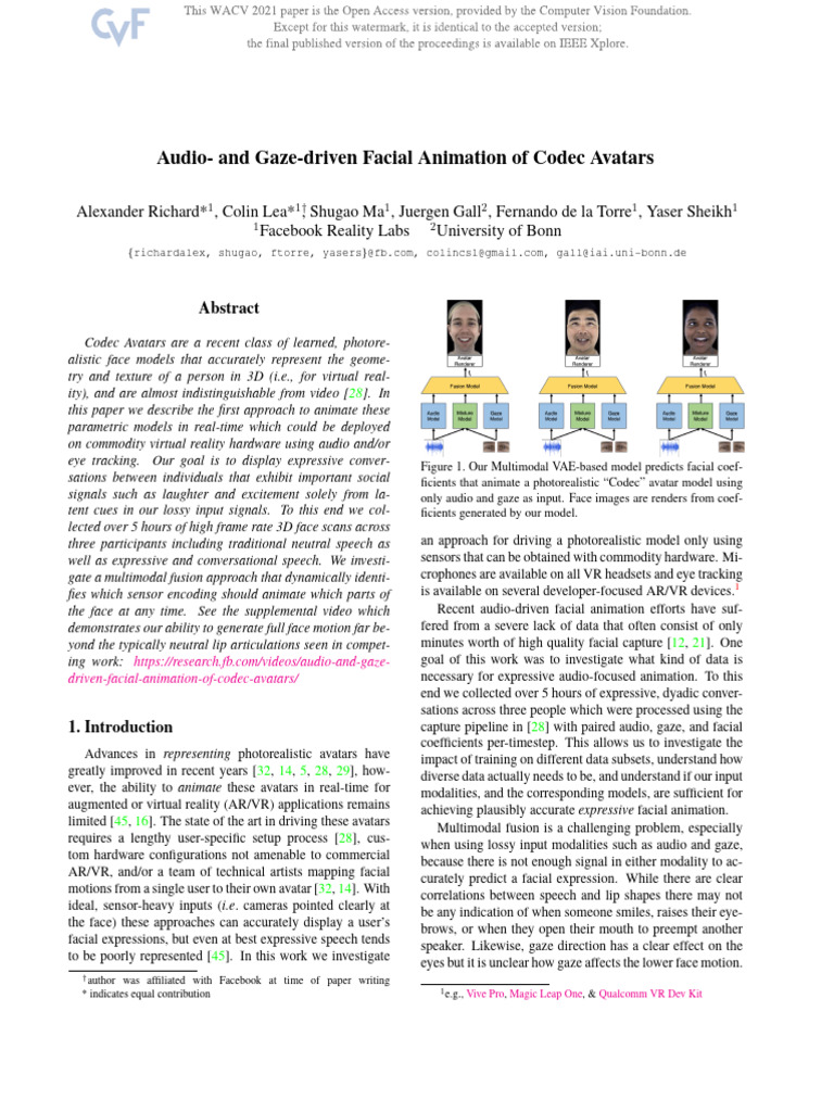 Real-Time Animation of Codec Avatars | PDF