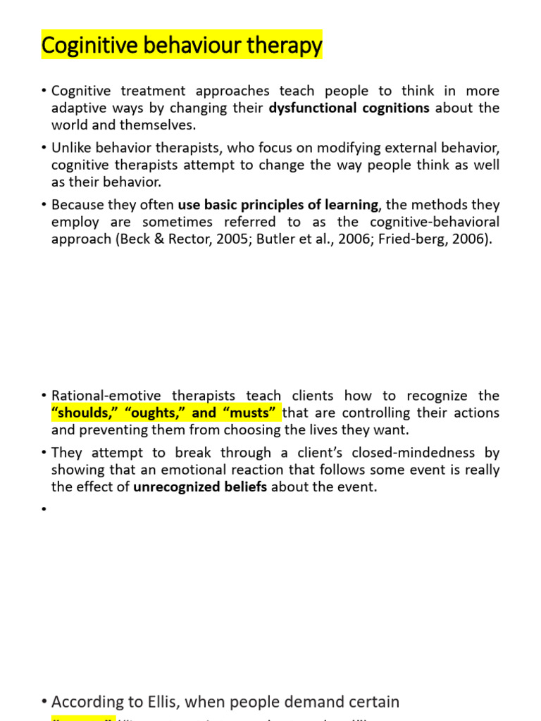 Cognitive Behavioral Therapy Overview | PDF | Rational Emotive Behavior ...