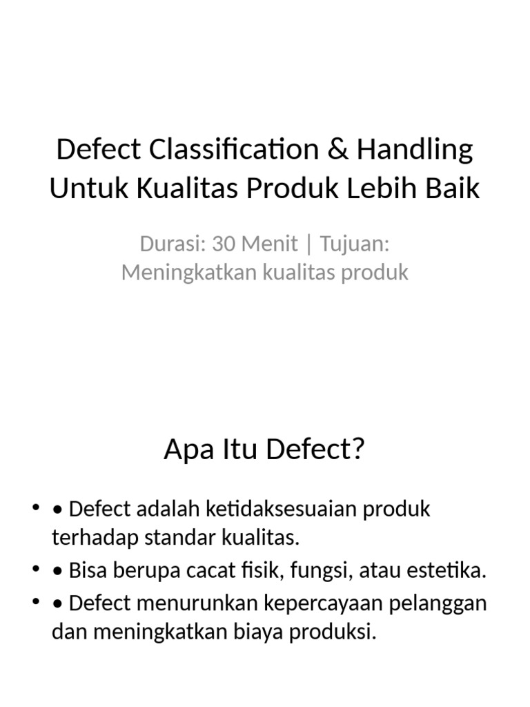 Klasifikasi dan Penanganan Defect Produk | PDF