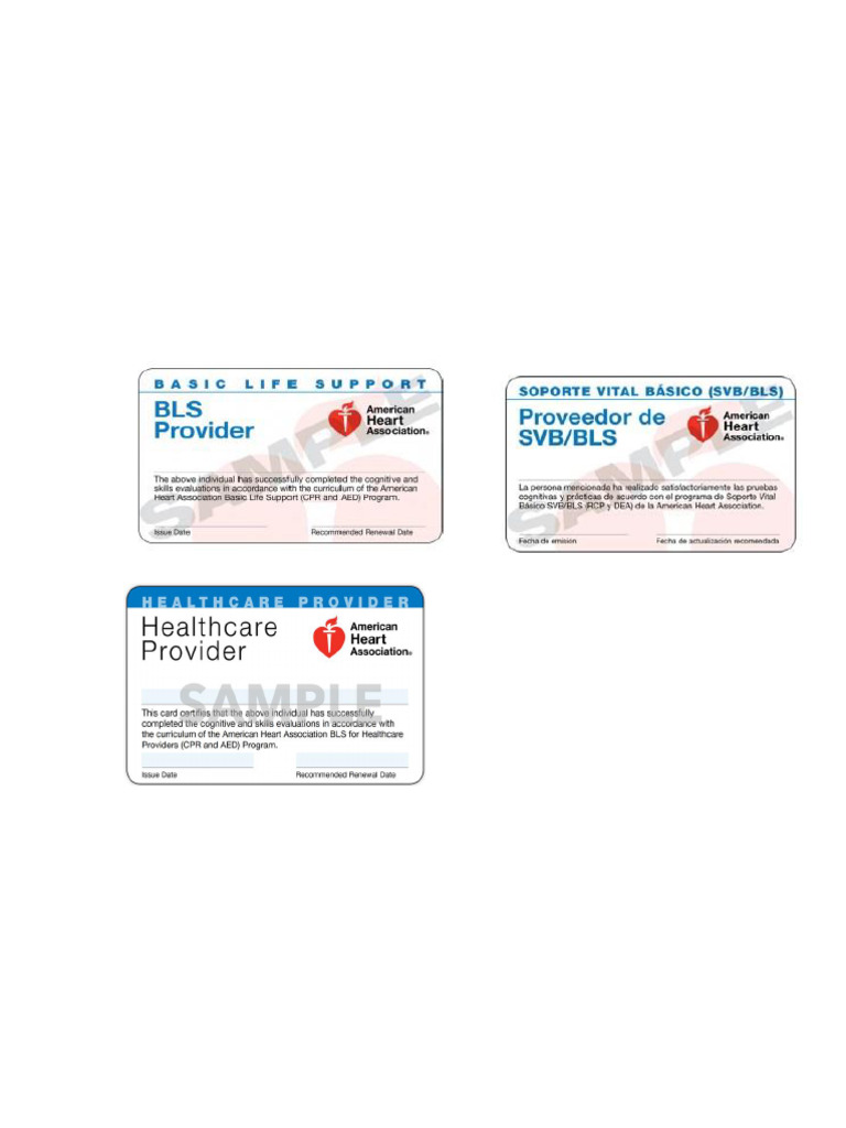 BLS or CPR Card Examples 1 | PDF
