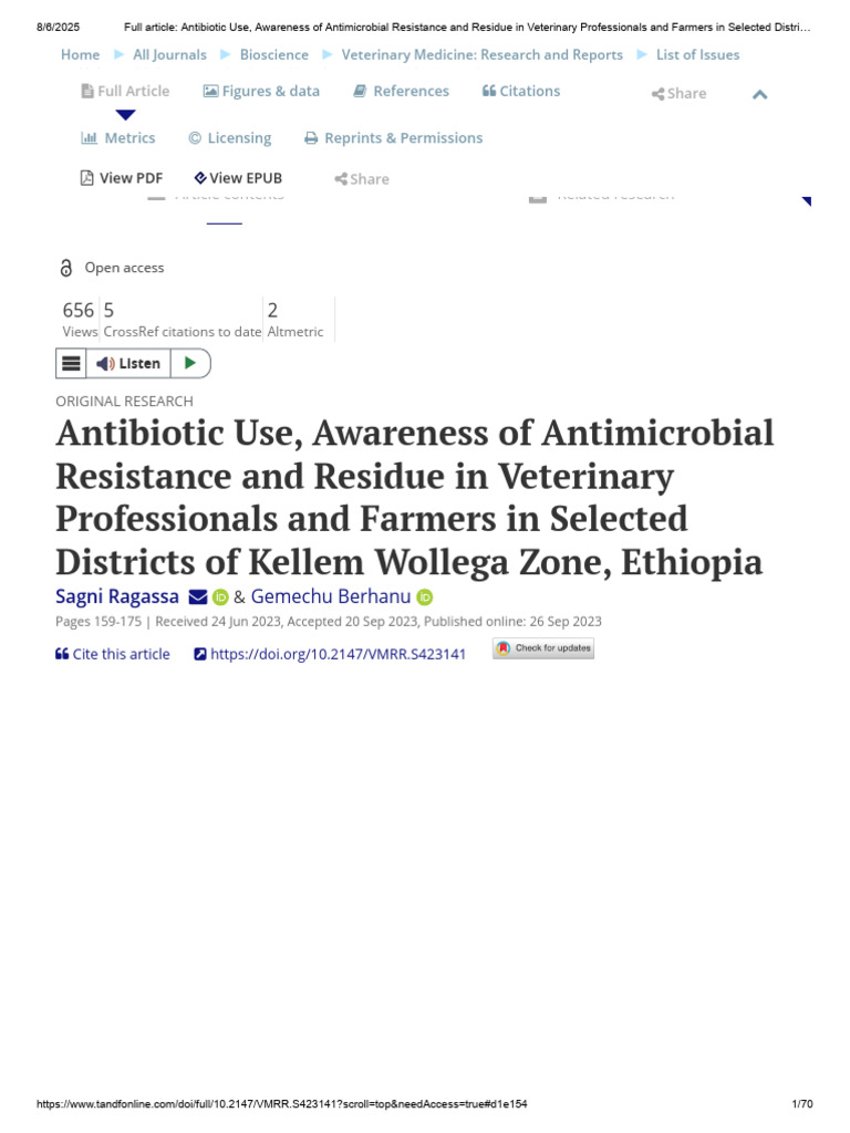 Full Article - Antibiotic Use, Awareness of Antimicrobial Resistance ...