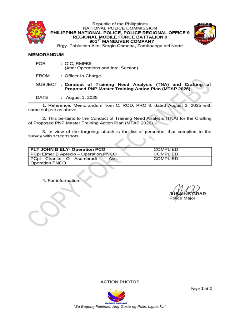 MTAP 2026 Training Needs Analysis | PDF