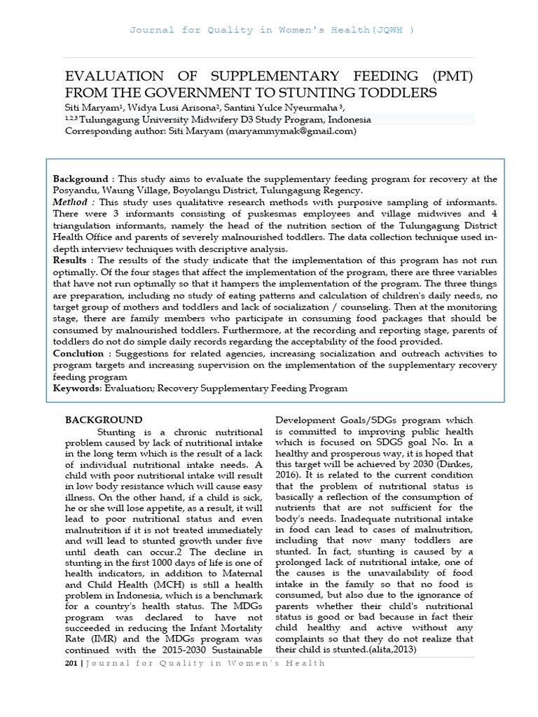 Evaluating Stunting in Toddlers | PDF | Malnutrition | Determinants Of ...