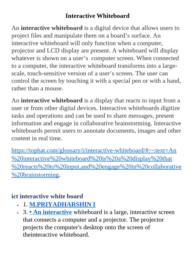 Using Interactive Whiteboards in Classrooms | PDF | Educational ...