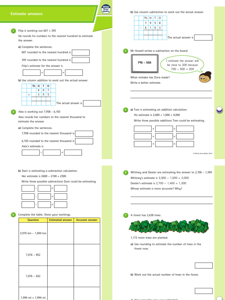 Estimating Math Answers | PDF | Subtraction | Arithmetic