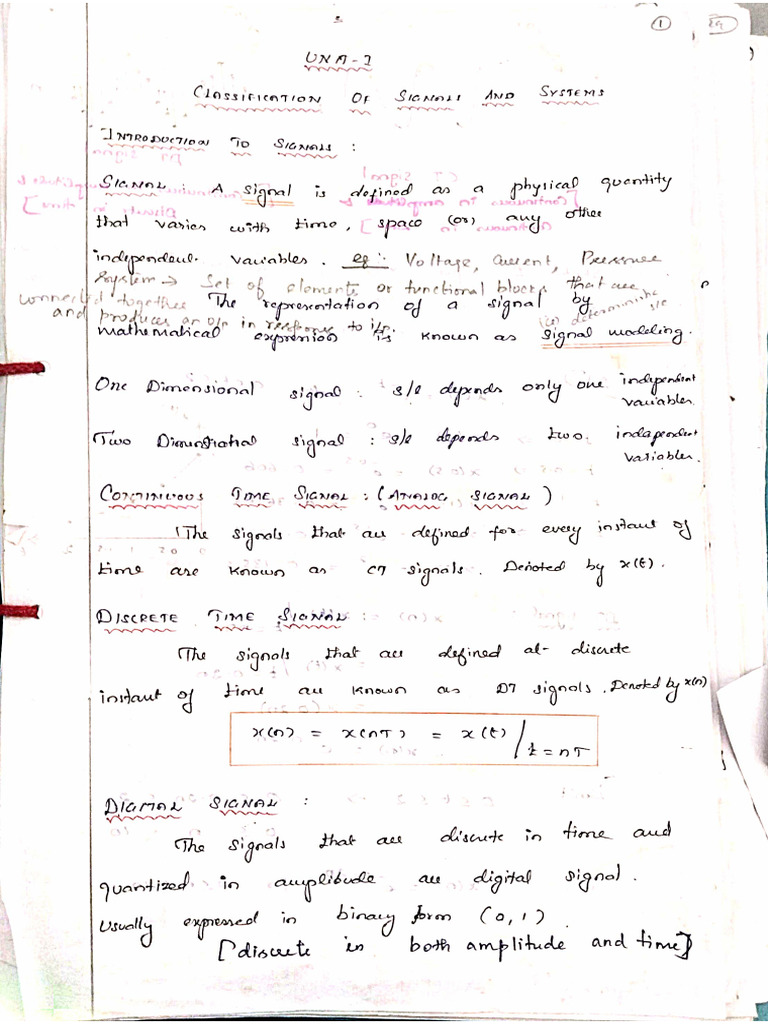 Ec3354 Signals and Systems Unit 1 and 2 Notes | PDF