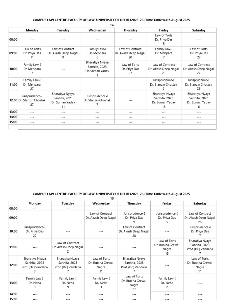 LLB 1st Semester Exam Schedule 2025 | PDF | Universities And Colleges ...