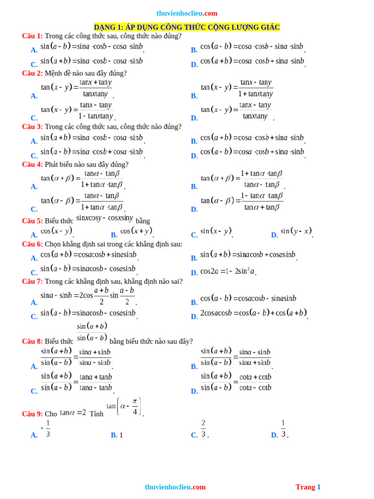 Toan 11 BÀI 2 | PDF