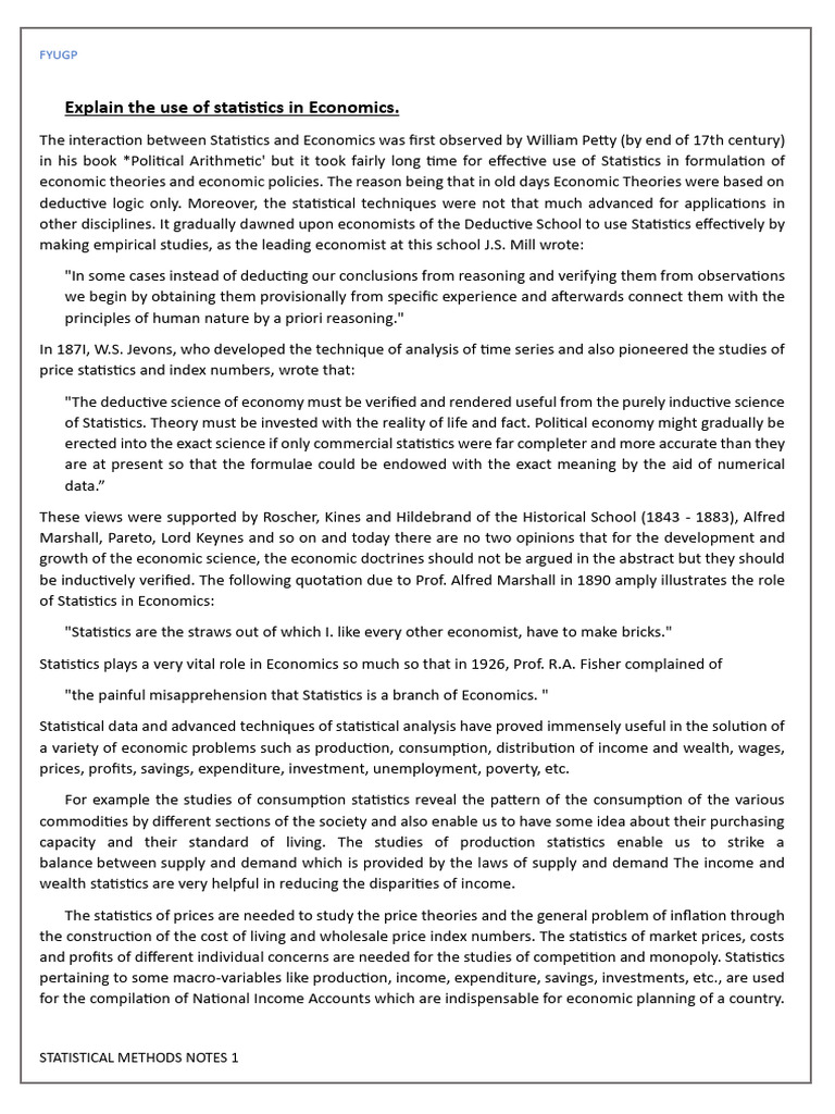 Econ Stat Classes Notes | PDF | Cost Of Living | Mean