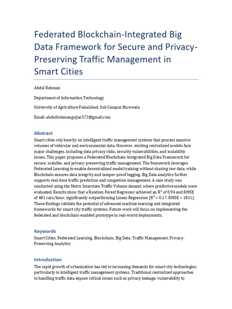 Blockchain Big Data for Smart Traffic Management | PDF | Big Data ...