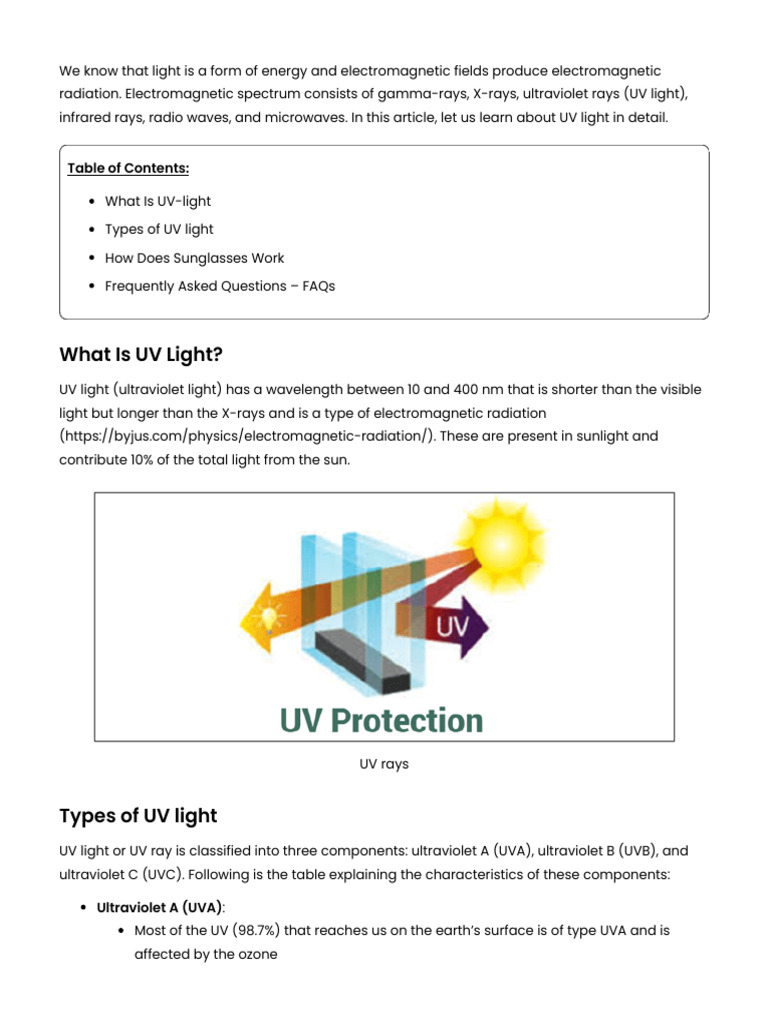 Understanding UV Light and Protection | PDF | Ultraviolet ...