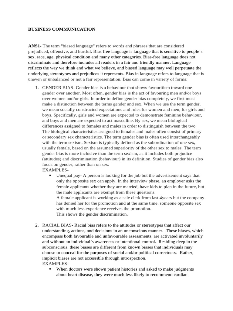 Understanding Bias in Business Communication | PDF | Sexism | Gender ...
