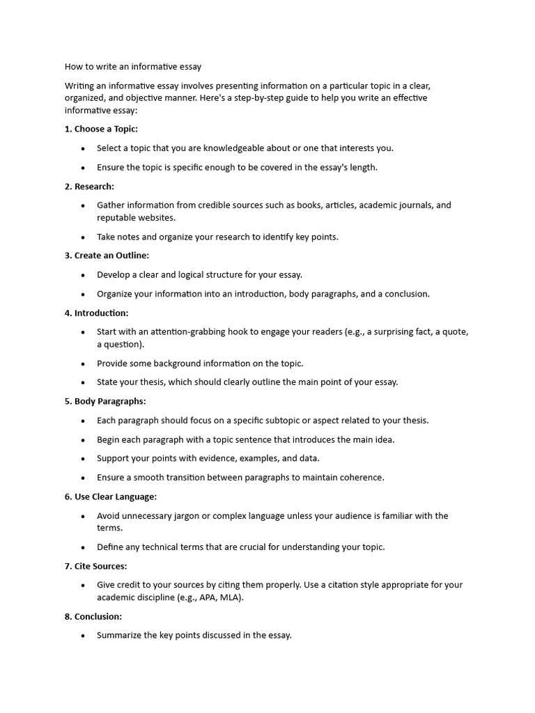Steps to Write an Informative Essay | PDF | Essays | Information