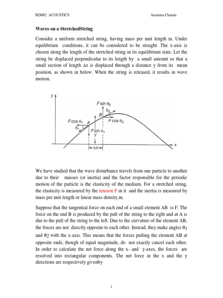 Wave Motion in Stretched Strings | PDF | Force | Waves