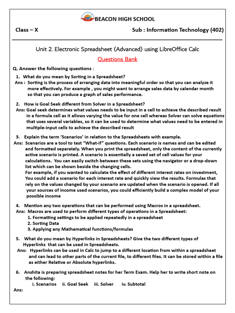 Advanced Spreadsheet Techniques in Calc | PDF | Spreadsheet | Computing
