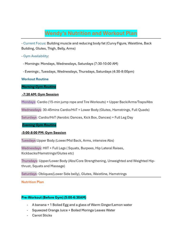Wendy's Muscle-Building Nutrition Plan | PDF | Sweet Potato | Foods