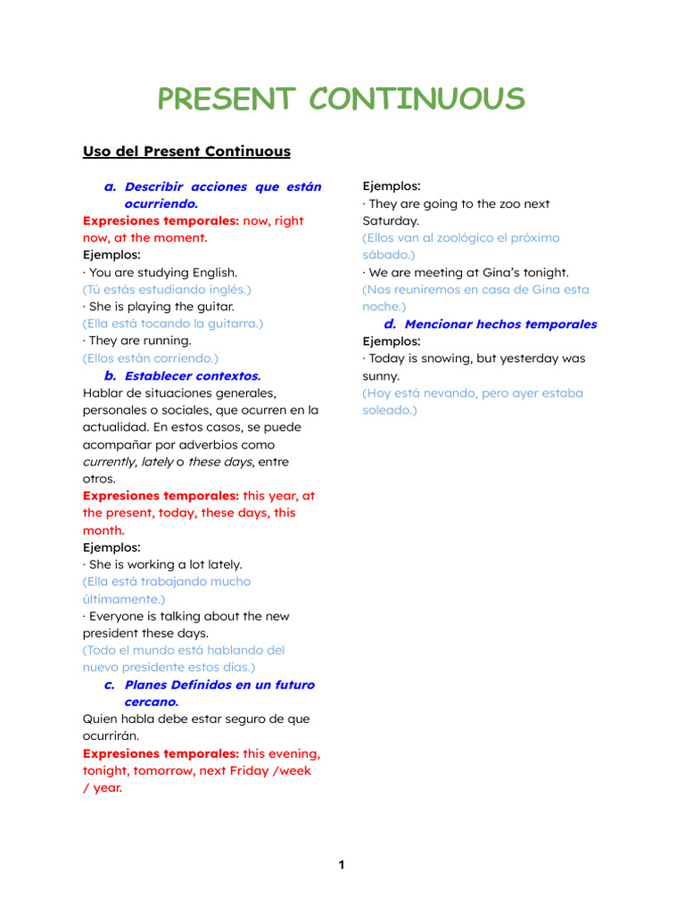 Present Continuous | PDF