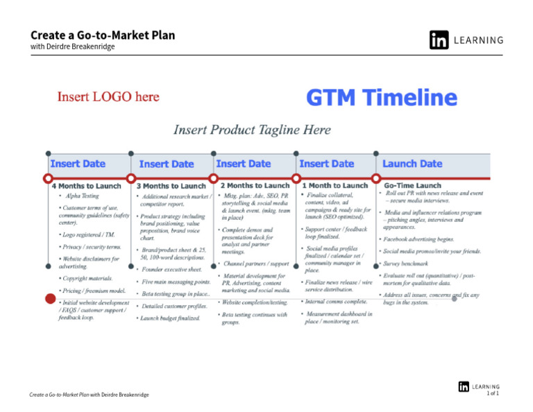 Detail Your GTM Timeline | PDF