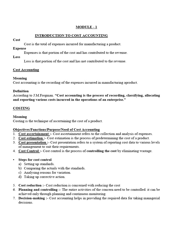 Cost Accounting Overview and Functions | PDF | Cost Accounting | Cost