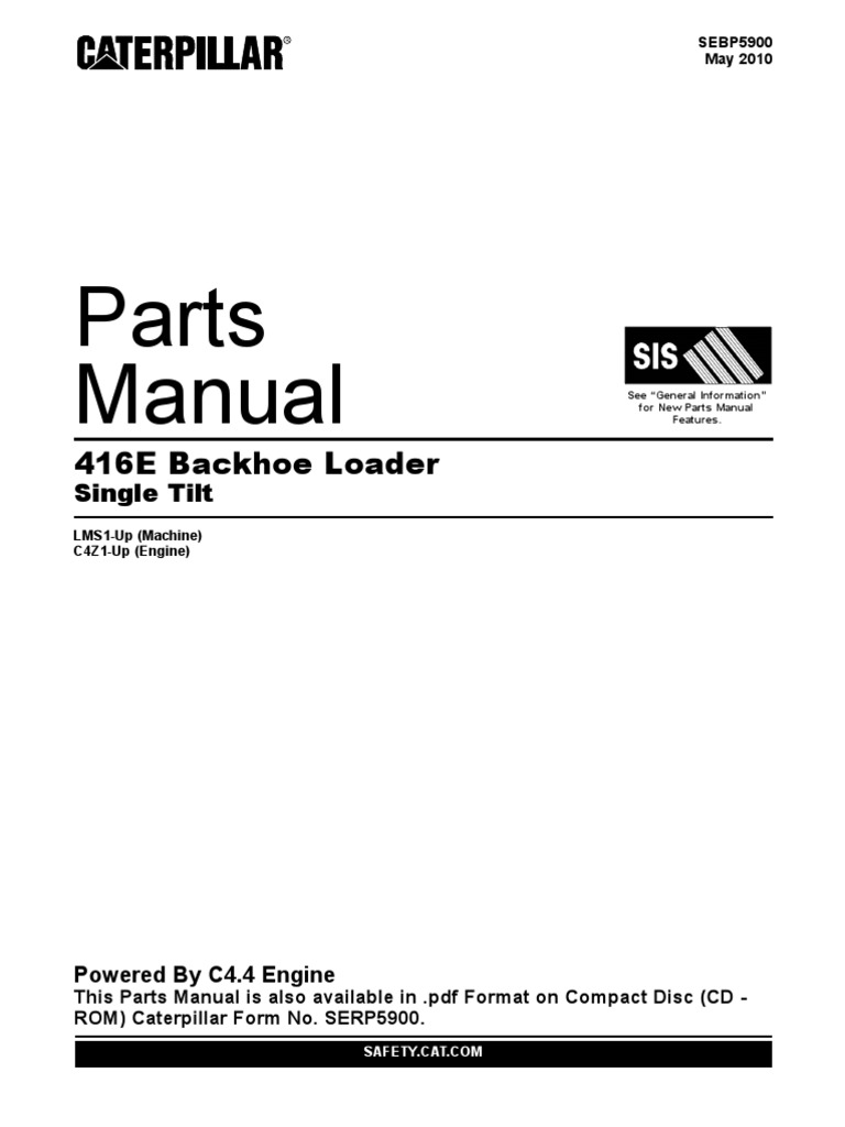 Parts Manual Backhoe Loader 416 E Internal Combustion Engine Manufactured Goods