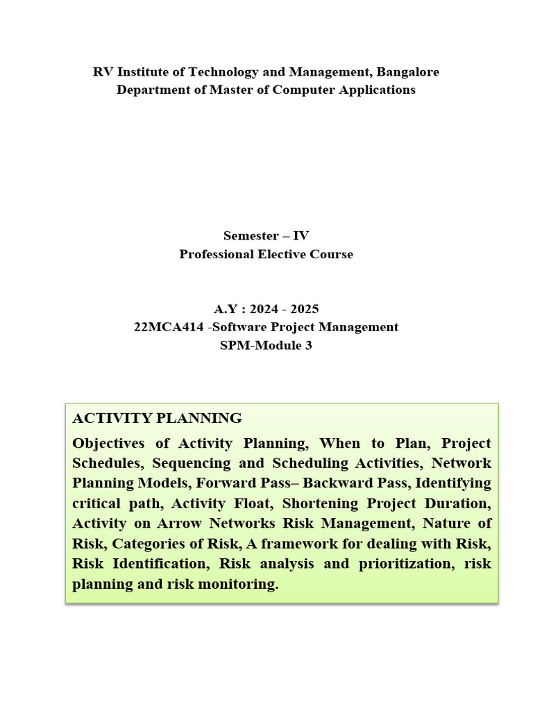 Software Project Management Planning Guide | PDF | Financial Risk | Risk
