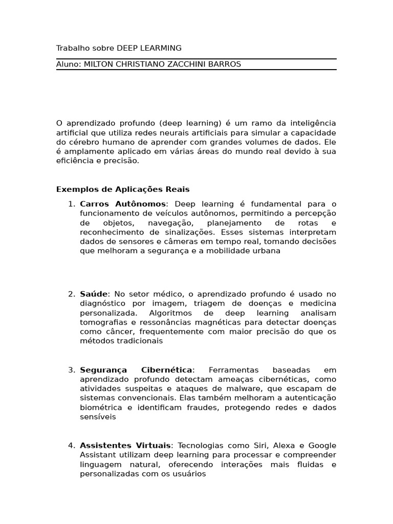 Aplicações do Deep Learning na Prática | PDF | Aprendizagem profunda ...