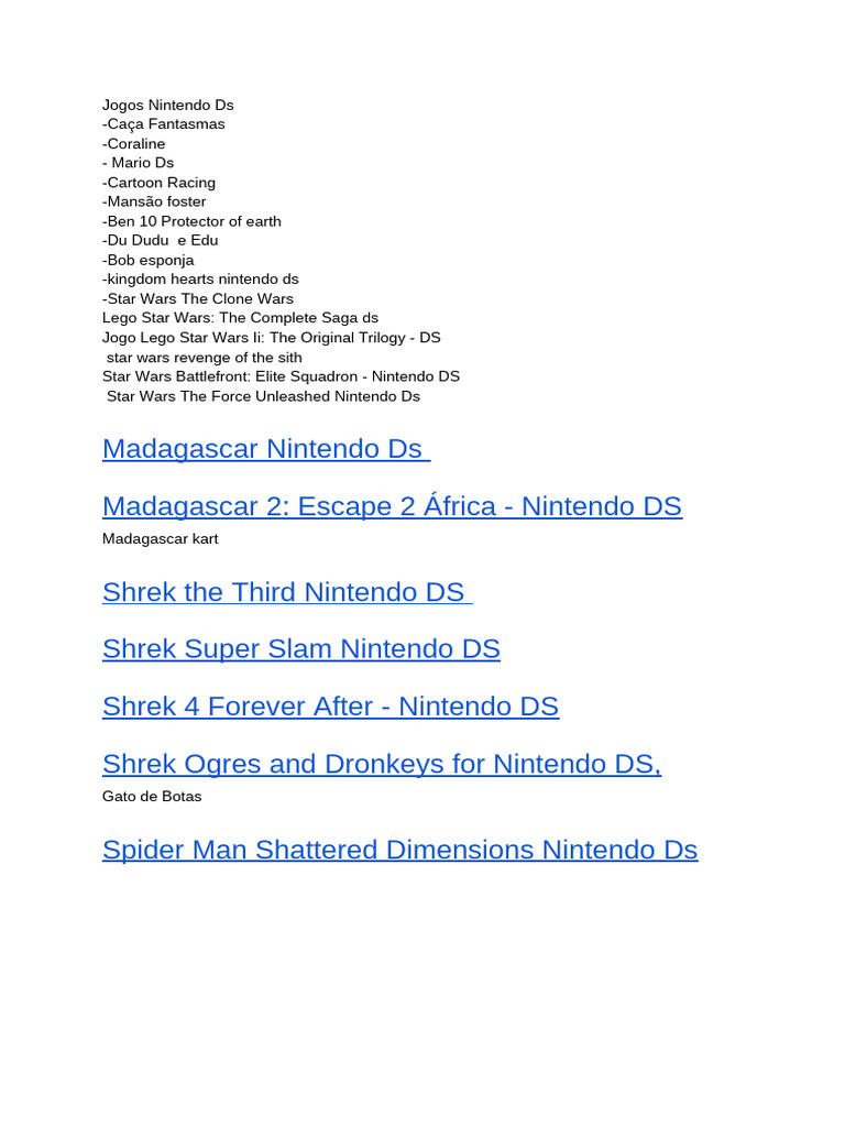 Jogos Nintendo DS e 3DS Listados | PDF