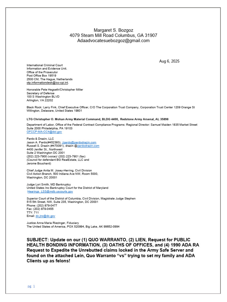 DOD Letter Ref Update 6 Aug to DOD (28 USC 3002) | PDF | Internal ...