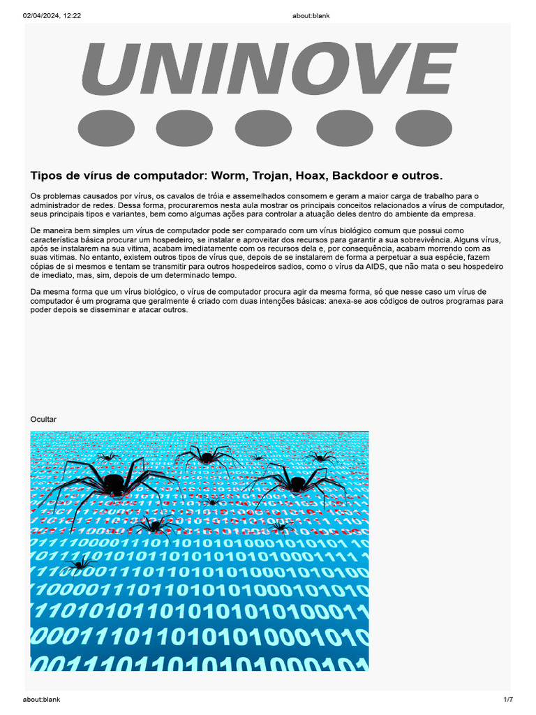 Tipos de Vírus de Computador e Impactos | PDF | Vírus de computador ...