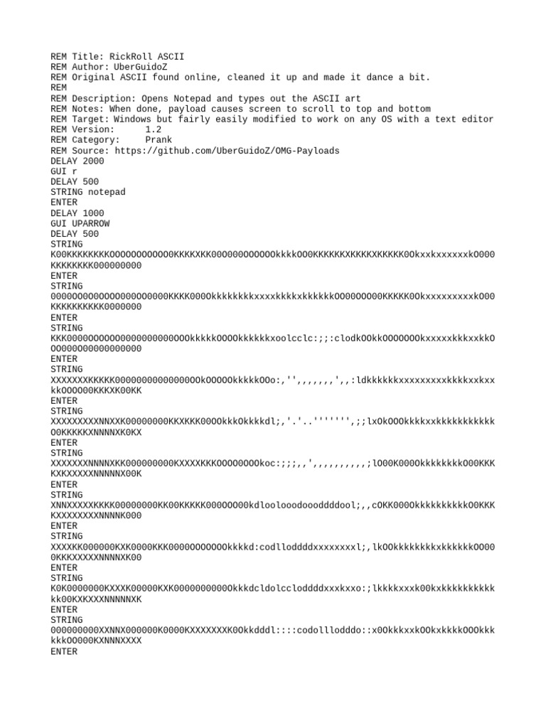 Dancing RickRoll ASCII Prank Script | PDF | Editing Software ...