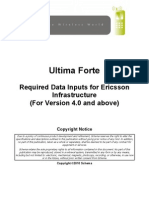 Ultima Forte Required Data Inputs for Ericsson Infrastructure