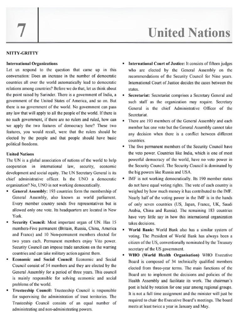 United Nations - Short Notes For NDA and Handwriteen 1223 | PDF