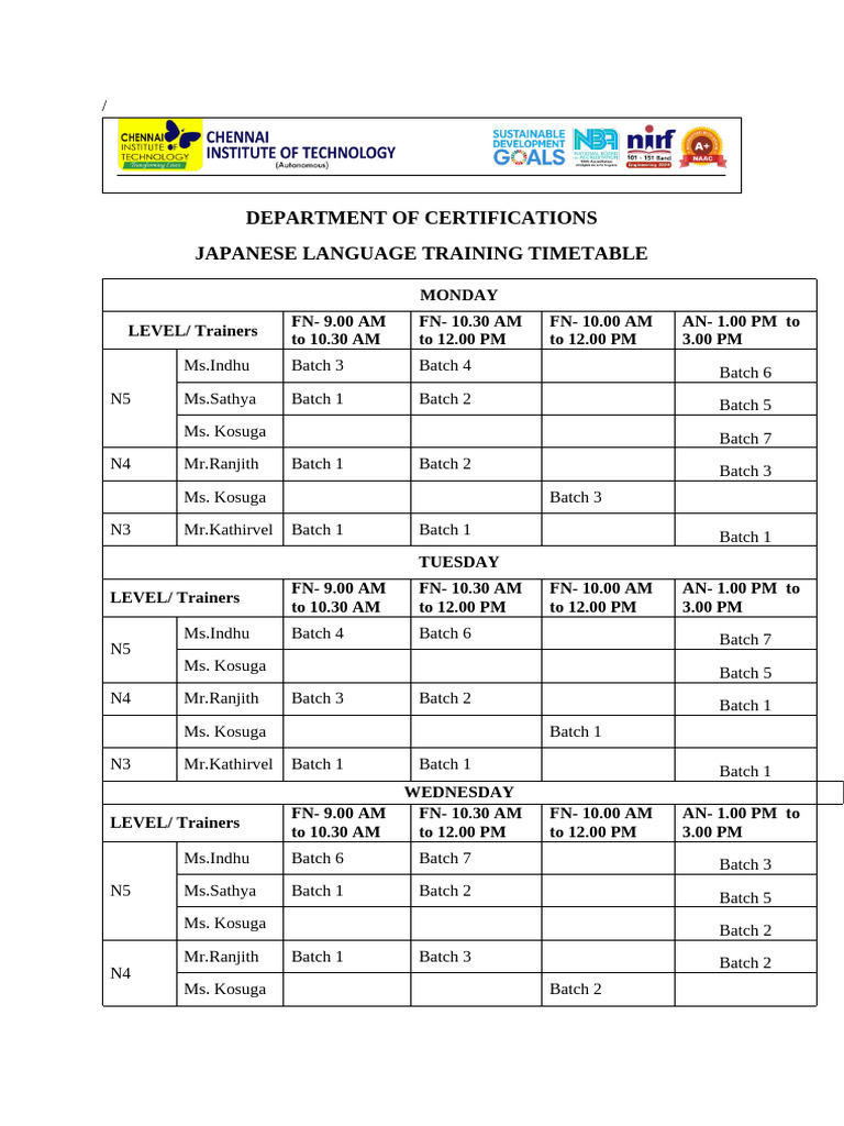Japanese Timetable Tt | PDF