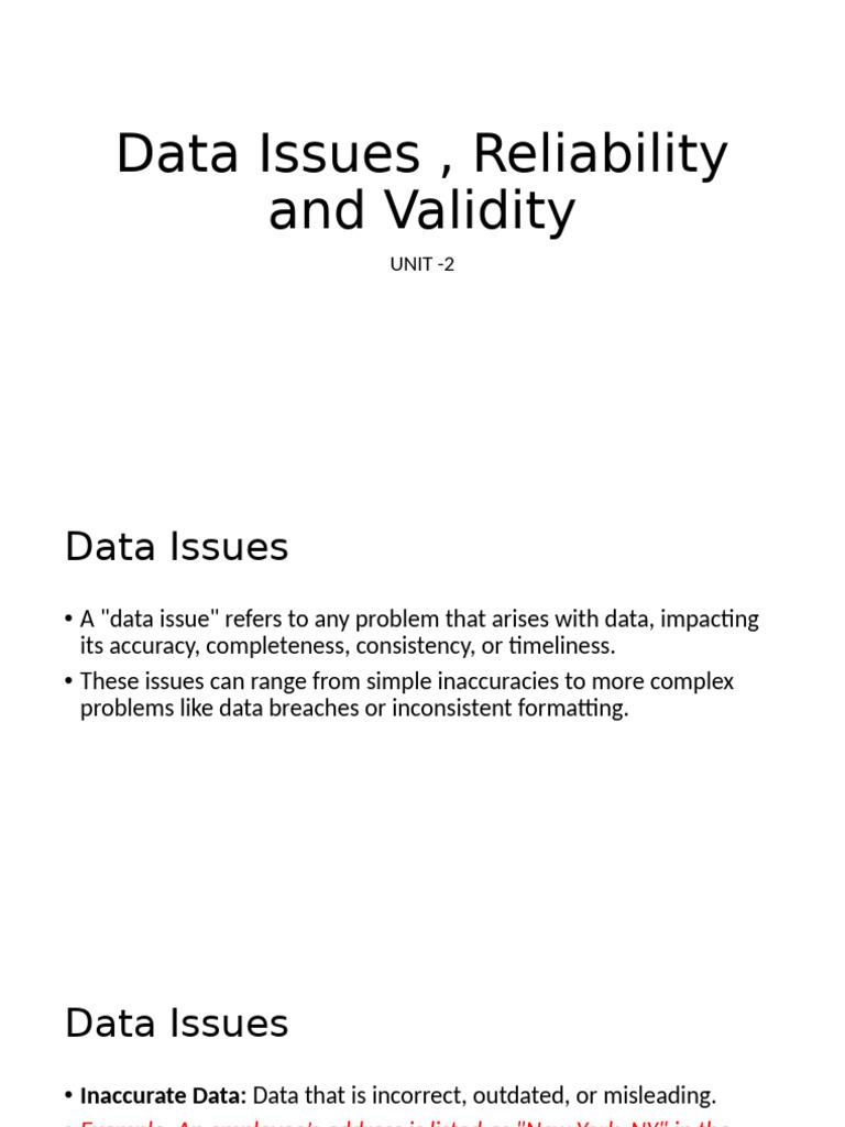 Data Reliability and Integrity Issues | PDF | Data Quality | Databases
