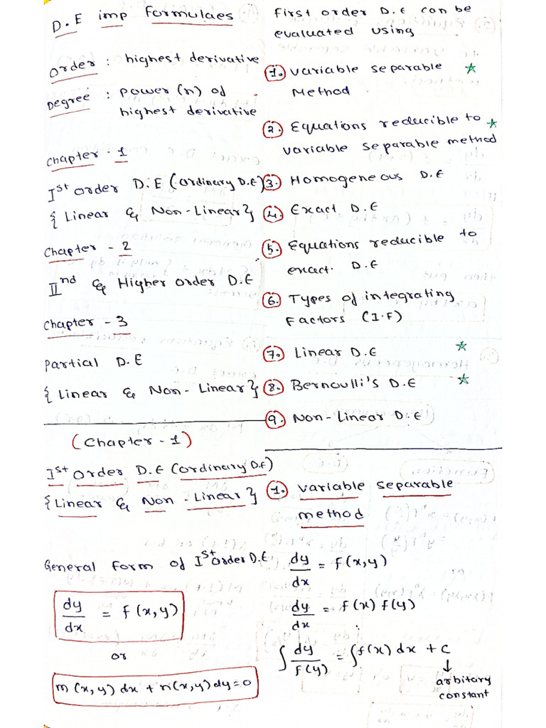 D.E Short Notes | PDF