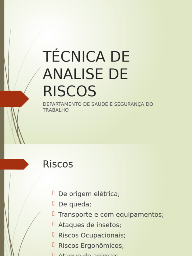 Análise de Riscos Ocupacionais | PDF | Risco | Avaliação de risco