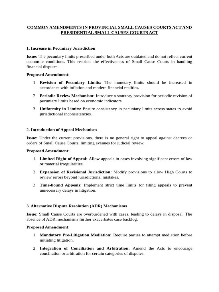 Common Amendments in Provincial Small Causes Courts Act and ...