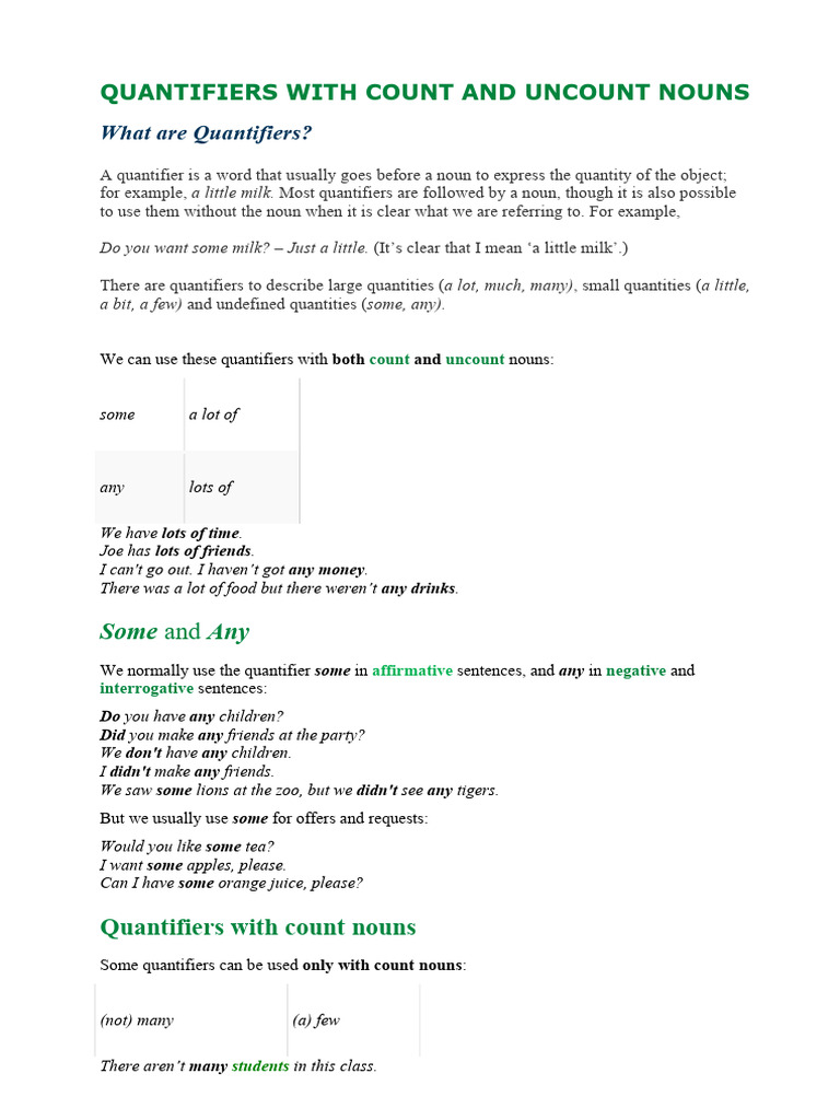Quantifiers - Theory | PDF