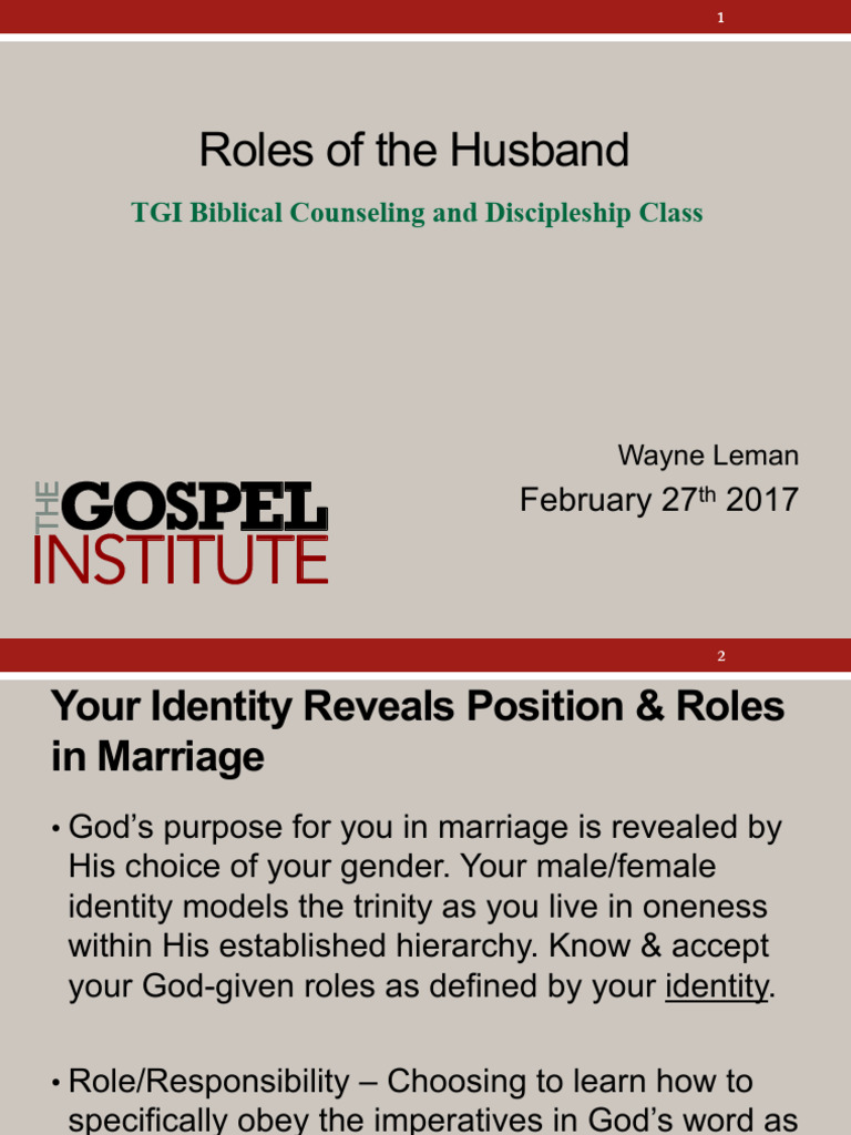Biblical Roles of a Husband | PDF | Wife | Marriage