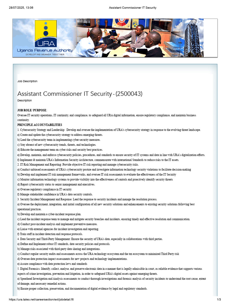 Assistant Commissioner IT Security Role | PDF | Computer Security ...