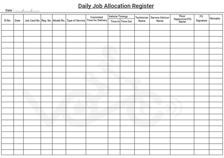 Daily Job Allocation Register | PDF