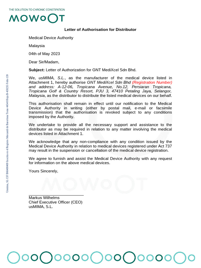 Authorization for Medical Device Distributor | PDF