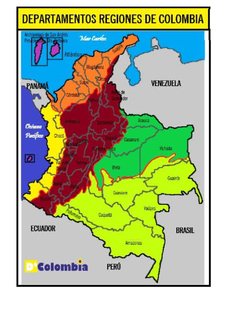 Mapa Colombia Regiones y Departamentos | PDF