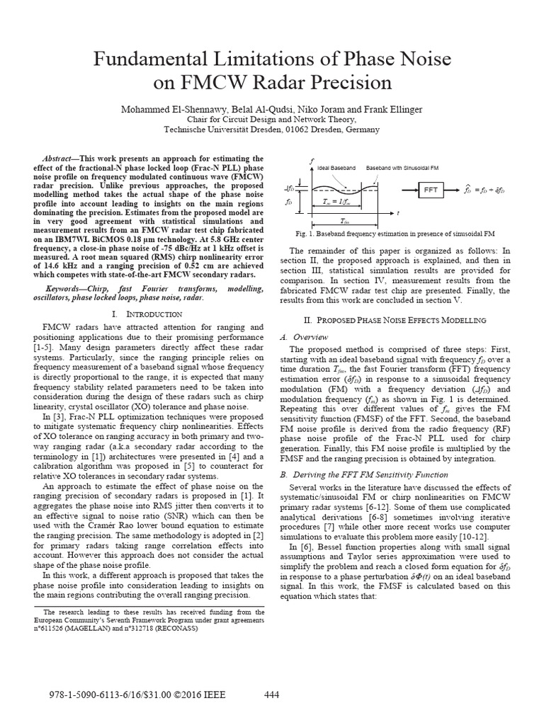 Phase Noise Impact on FMCW Radar Precision | PDF | Frequency Modulation ...