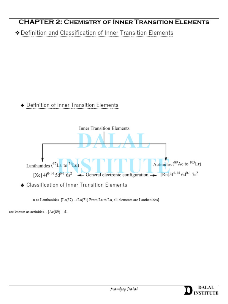 Inner Transition Elements Overview | PDF | Lanthanide | Coordination ...